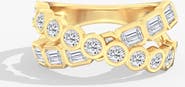 Everlee Round and Emerald Bezel Crossover Lab Diamond Ring in 14K