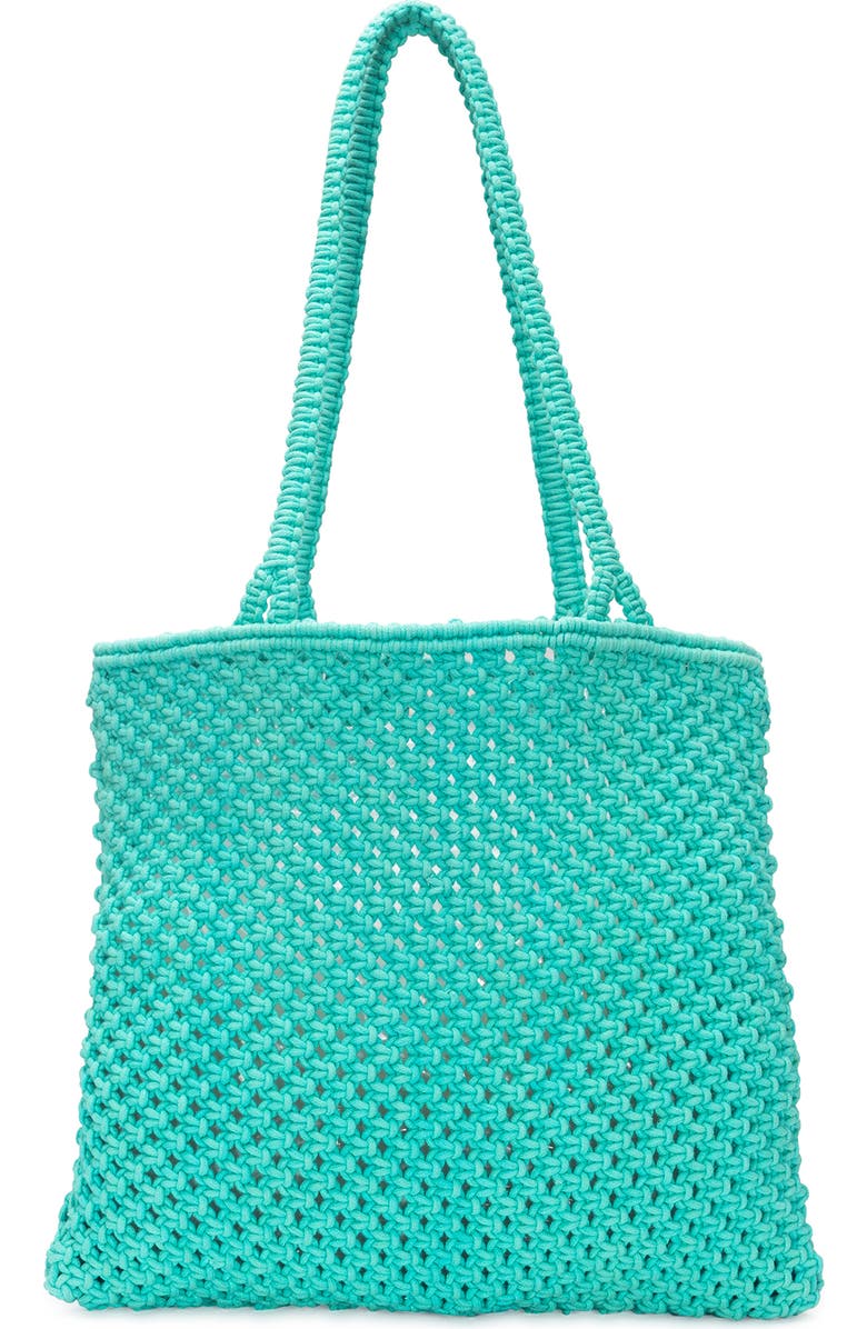 Faherty sunwashed macrame shopper, Main, color, Aqua Green