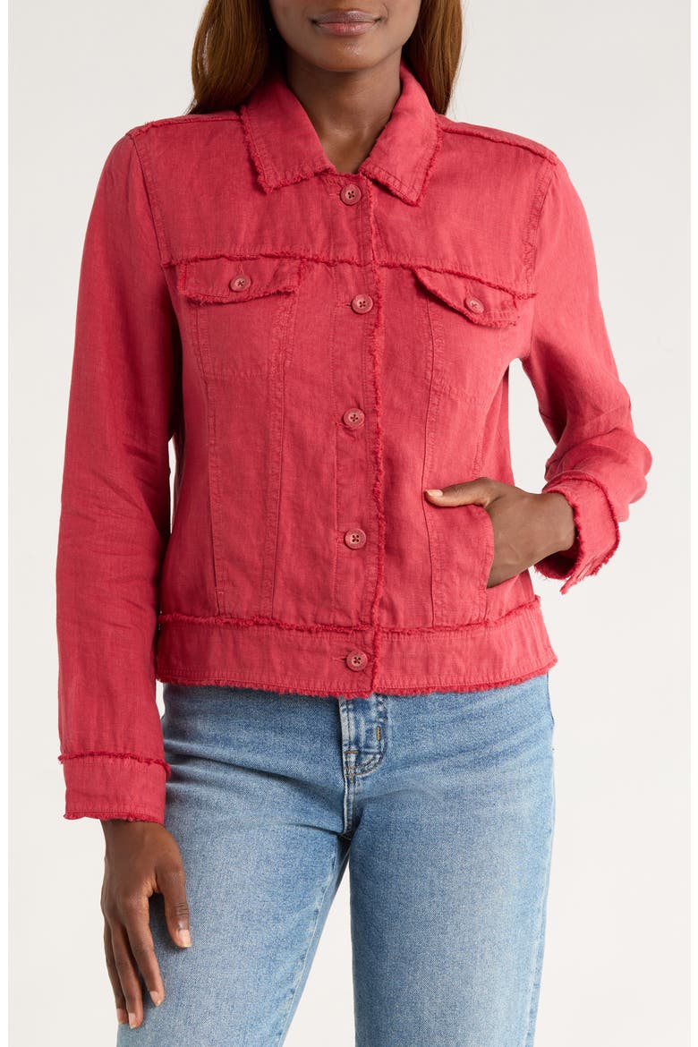 Two Palms Linen Raw Edge Jacket, Alternate, color, DEEP HAVANA
