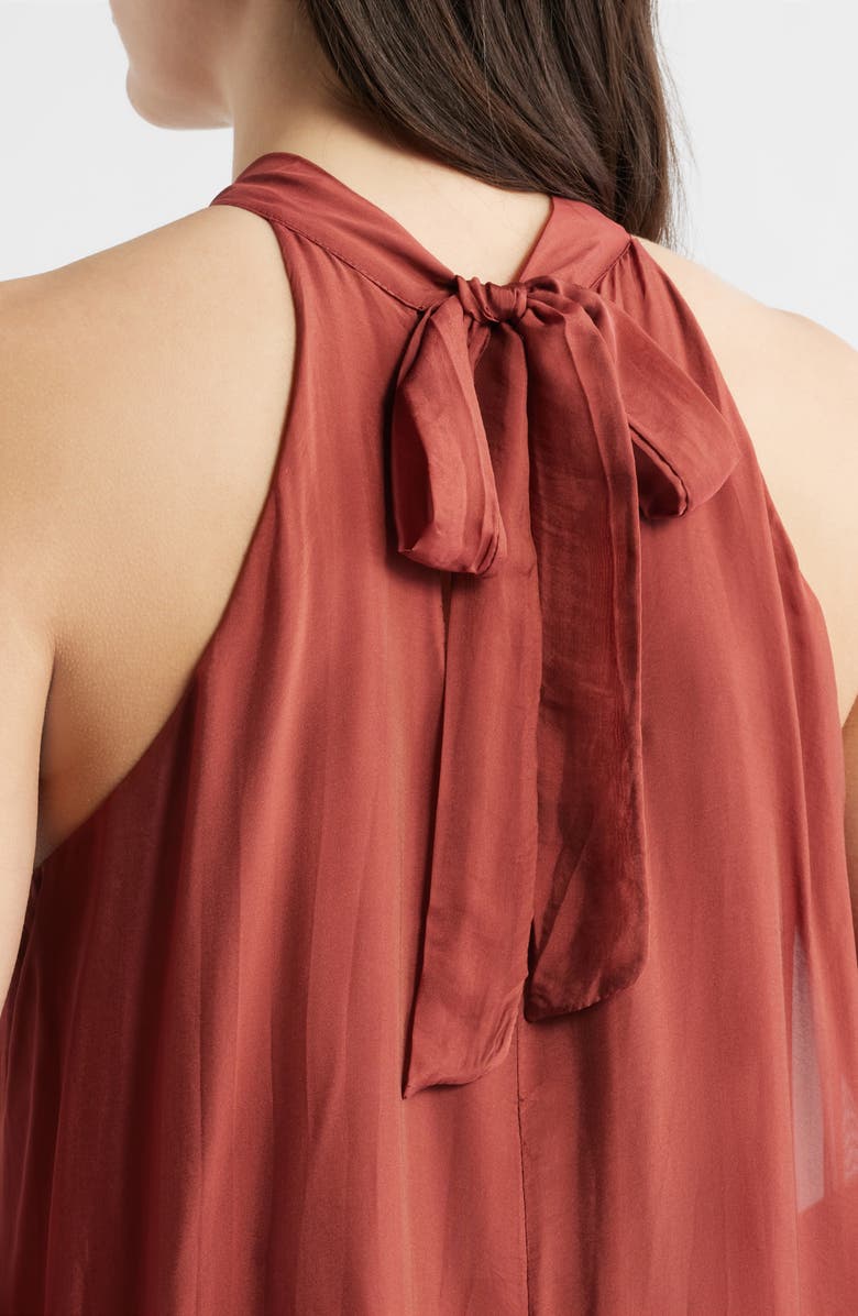 DELUC Vita Mock Neck Satin Maxi Dress, Alternate, color, Maroon