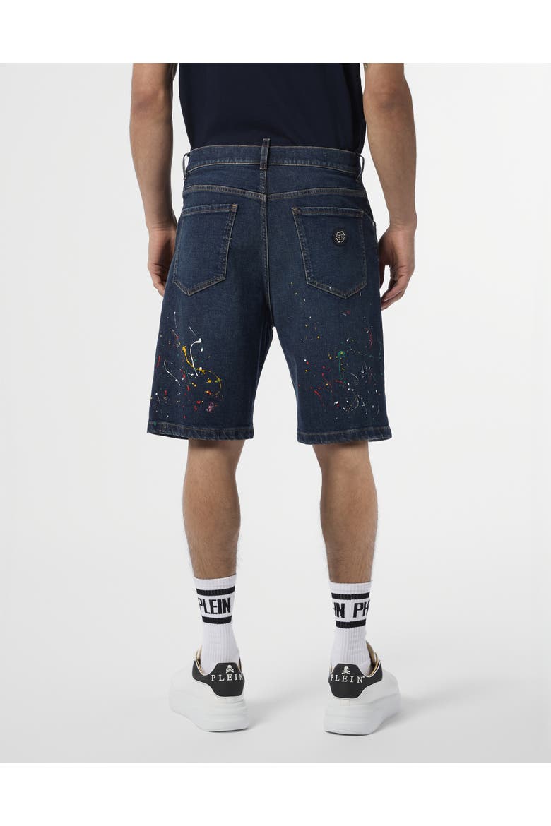 Denim Shorts Paint Men, Alternate, color, texasblue