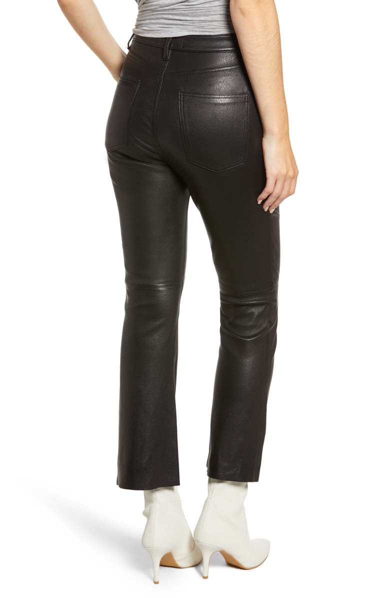 Current/Elliott The High Waist Kick Leather Pants, Alternate, color,