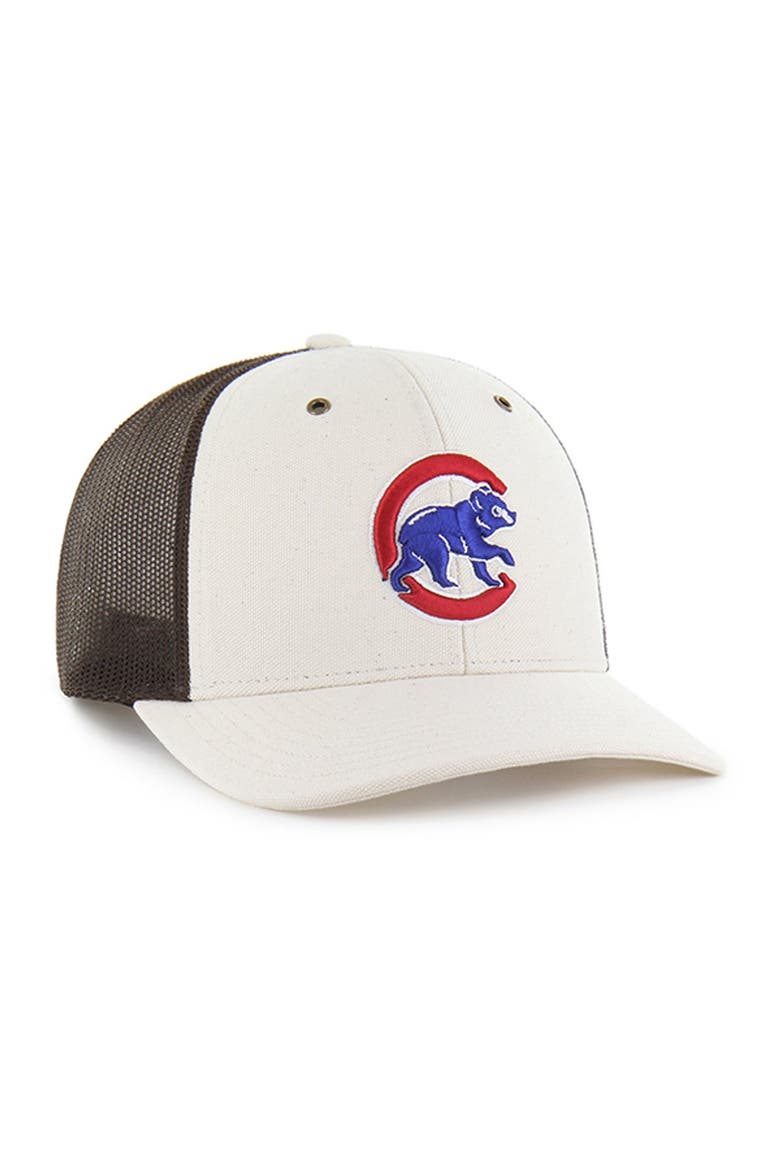 Men's Carhartt x '47 Natural/Brown Chicago Cubs Undyed Trucker Adjustable Hat, Alternate, color, Natural