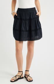 Treasure & Bond Lace Trim Cotton Miniskirt