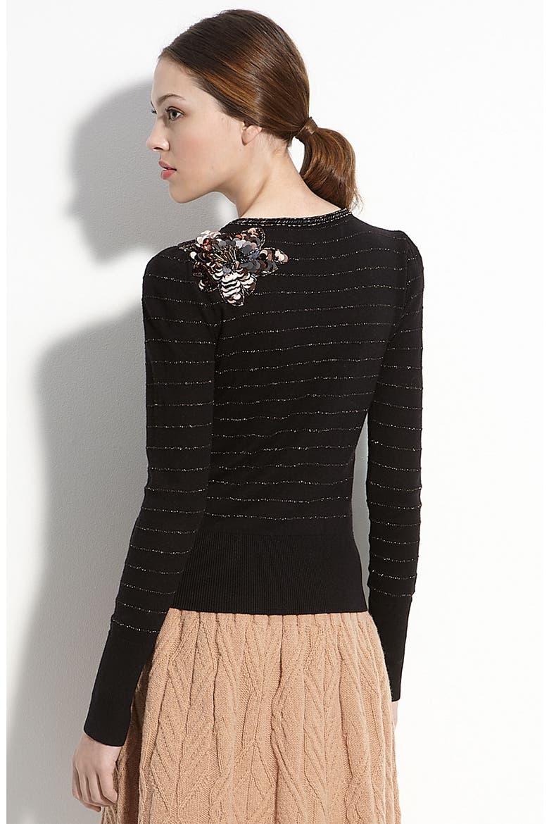 'Gladiola' Embellished Sweater, Alternate, color, BLACK MULTI