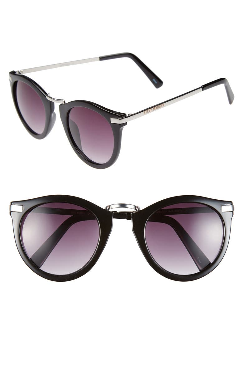 50mm Retro Sunglasses, Main, color, BLACK