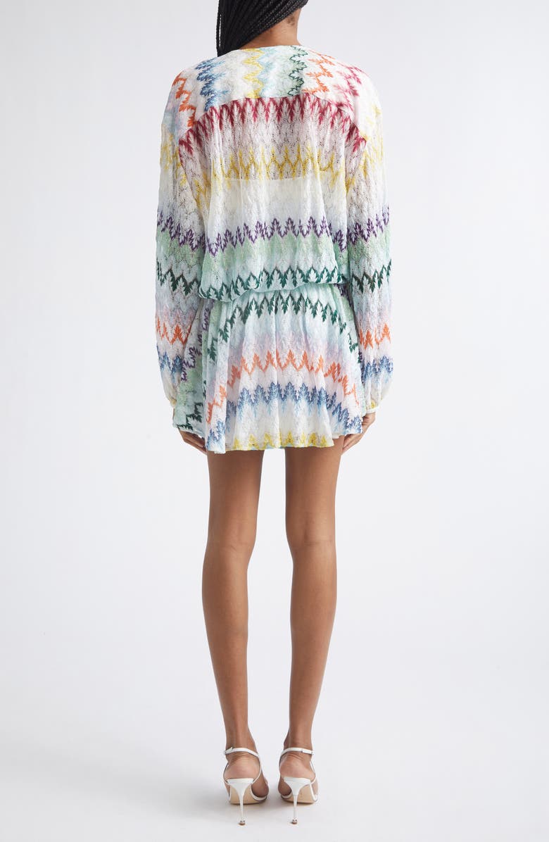 Missoni Metallic Long Sleeve Zigzag Lace Minidress, Alternate, color, Multicolor On White Base