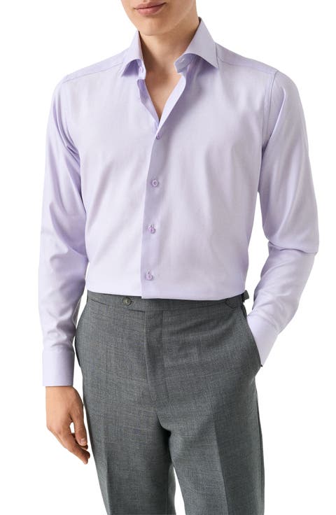 Contemporary Fit Light Purple Textured Cotton Dress Shirt
