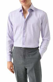 Contemporary Fit Light Purple Textured Cotton Dress Shirt
