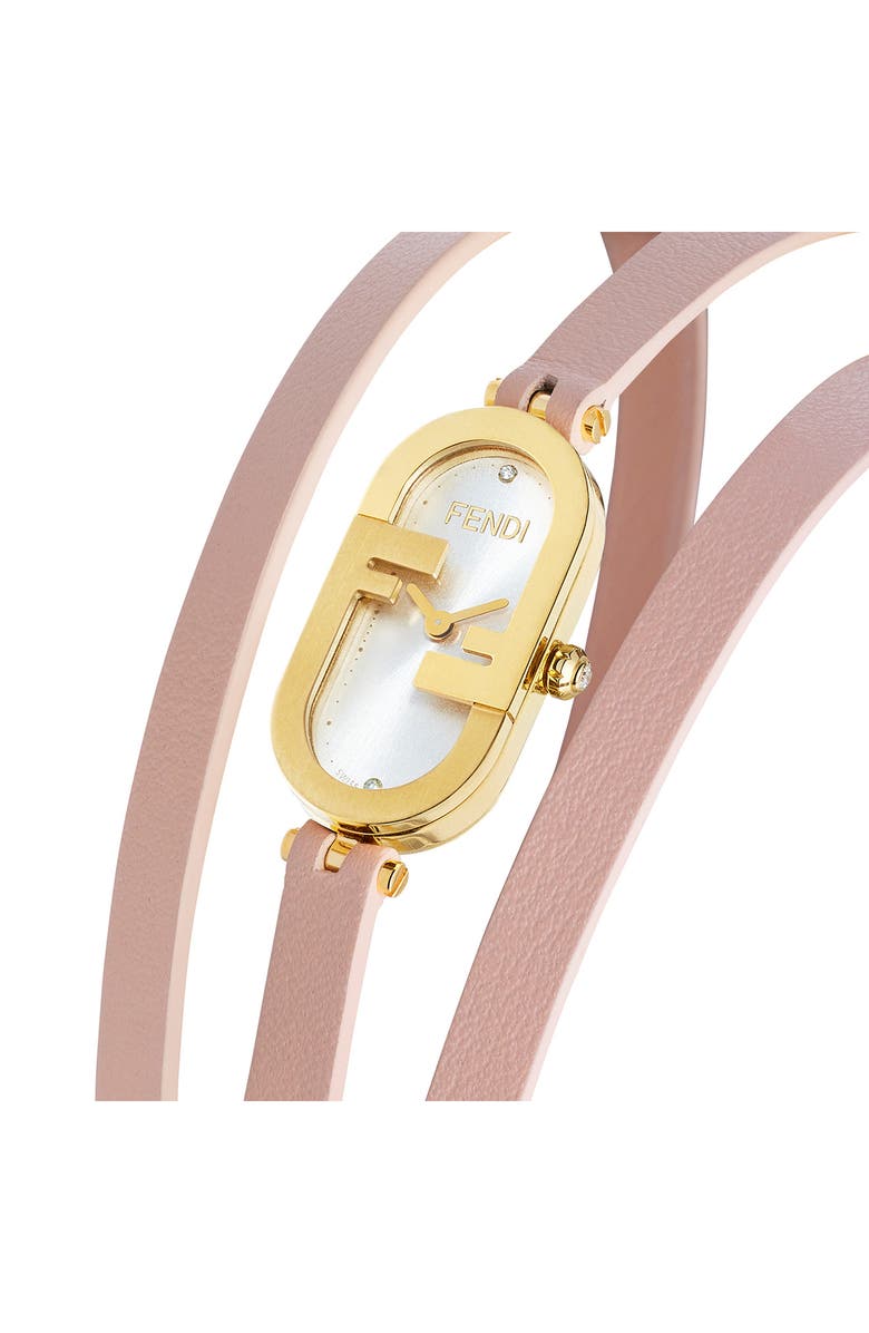 Fendi O'Lock Diamond Embellished Wrap Watch, 14.8mm x 28.3mm - 0.03 ctw, Alternate, color, 