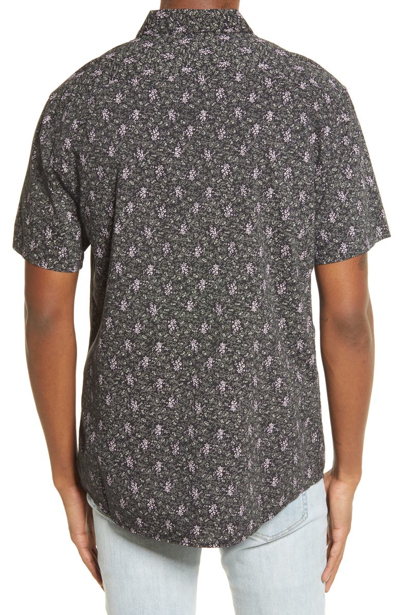 RVCA Monkberry Floral Print Short Sleeve Button-Up Shirt, Alternate, color,