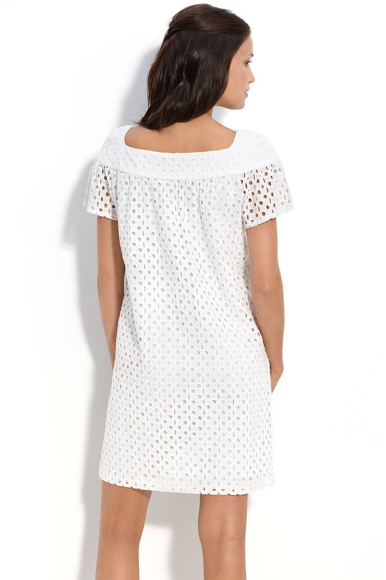 Cotton Eyelet Shift Dress, Alternate, color, WHITE