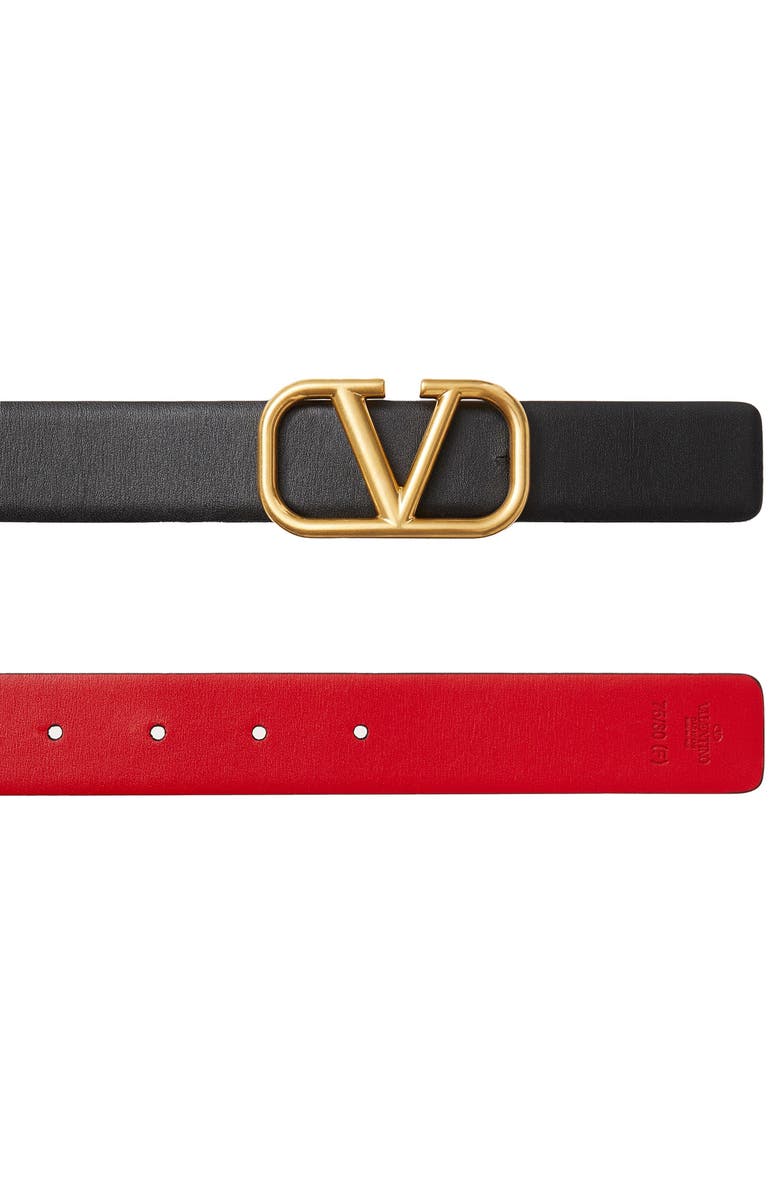 Valentino VLOGO Buckle Reversible Leather Belt, Alternate, color,