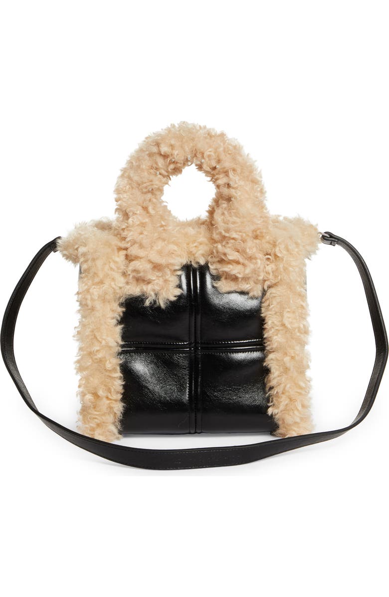 Stand Studio Liz II Faux Leather Top Handle Bag with Faux Shearling Trim, Alternate, color,