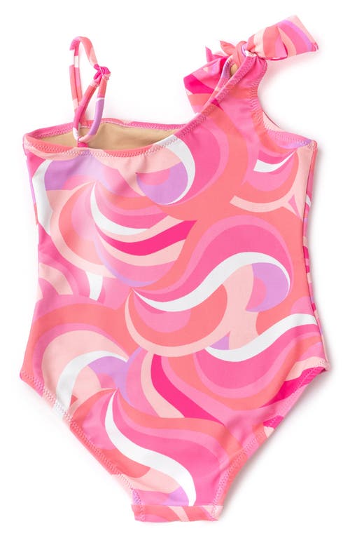SHADE CRITTERS SHADE CRITTERS KIDS' PINK WAVES ONE-SHOULDER ONE-PIECE SWIMSUIT