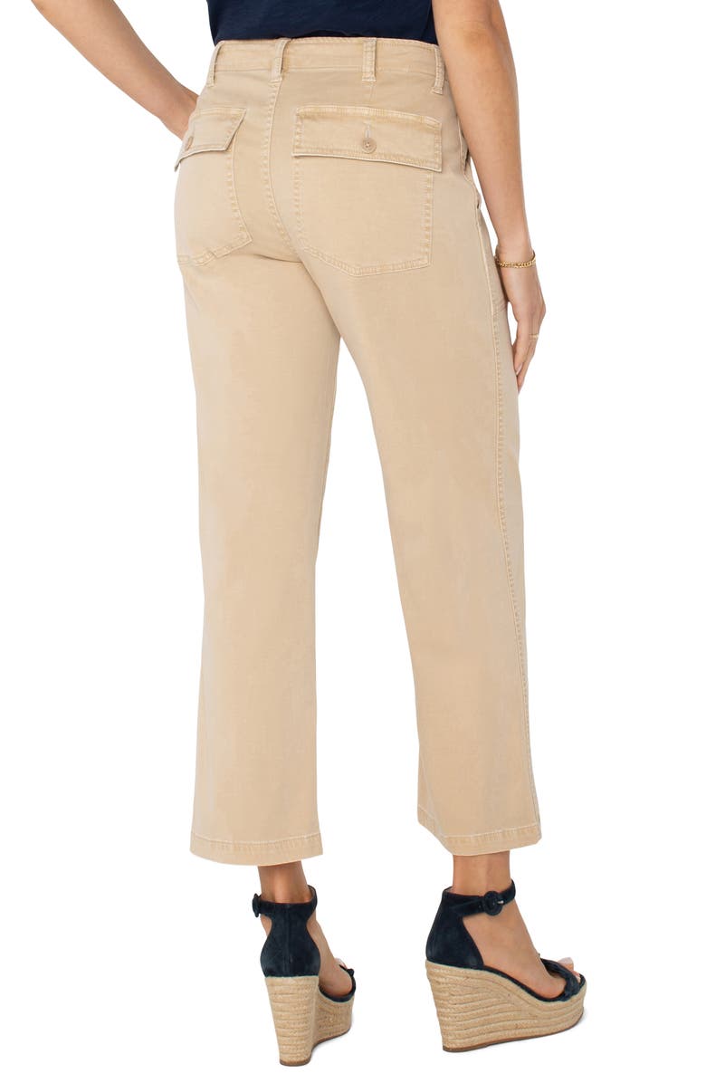 Liverpool Los Angeles Crop Wide Leg Twill Cargo Pants, Alternate, color, Cappuccino