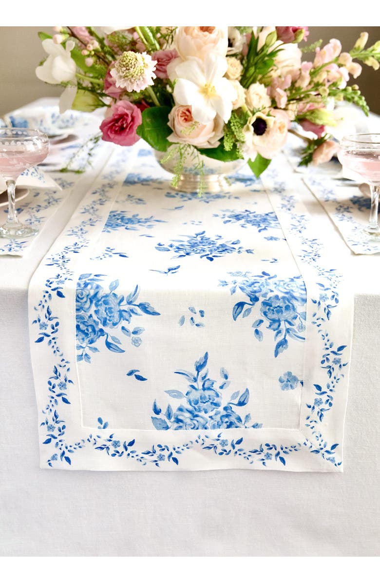 Solino Home Linen Table Runner - Jolie Fleur, Main, color, Blue Floral