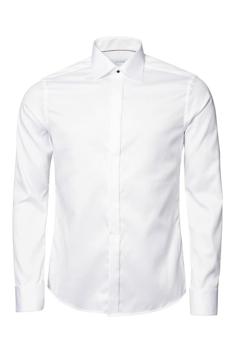 Contemporary Fit White Fly Front Tuxedo Shirt, Alternate, color, WHITE