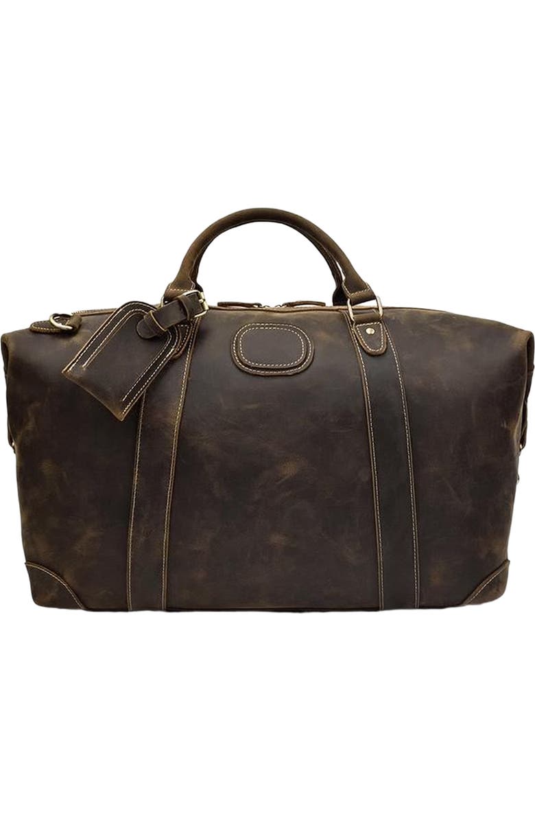 STEEL HORSE LEATHER The Eira Duffle Bag | Vintage Leather Weekender, Main, color, Dark Brown