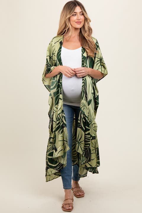 Tropical Print Long Cover Up