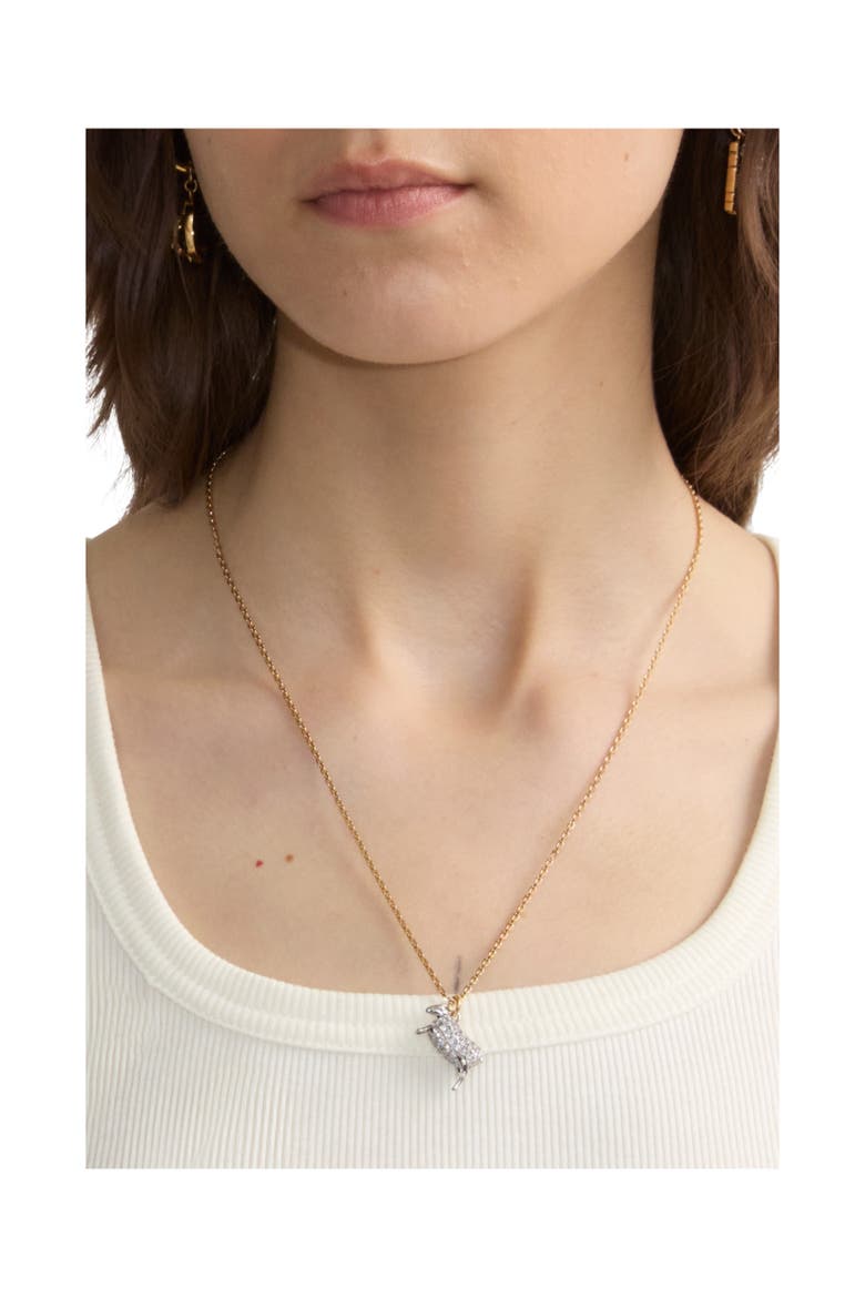 Sheep Charm Necklace, Alternate, color, Gold/silver/clear
