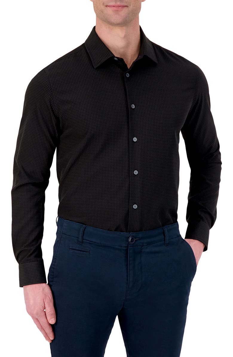 Report Collection 4X Stretch Slim Fit Check Dress Shirt, Main, color,
