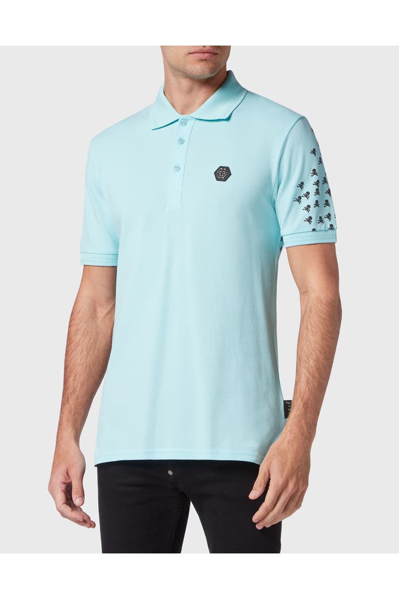 Slim Fit Polo Shirt Ss Skull&Amp;Bones Men, Main, color, lightblue