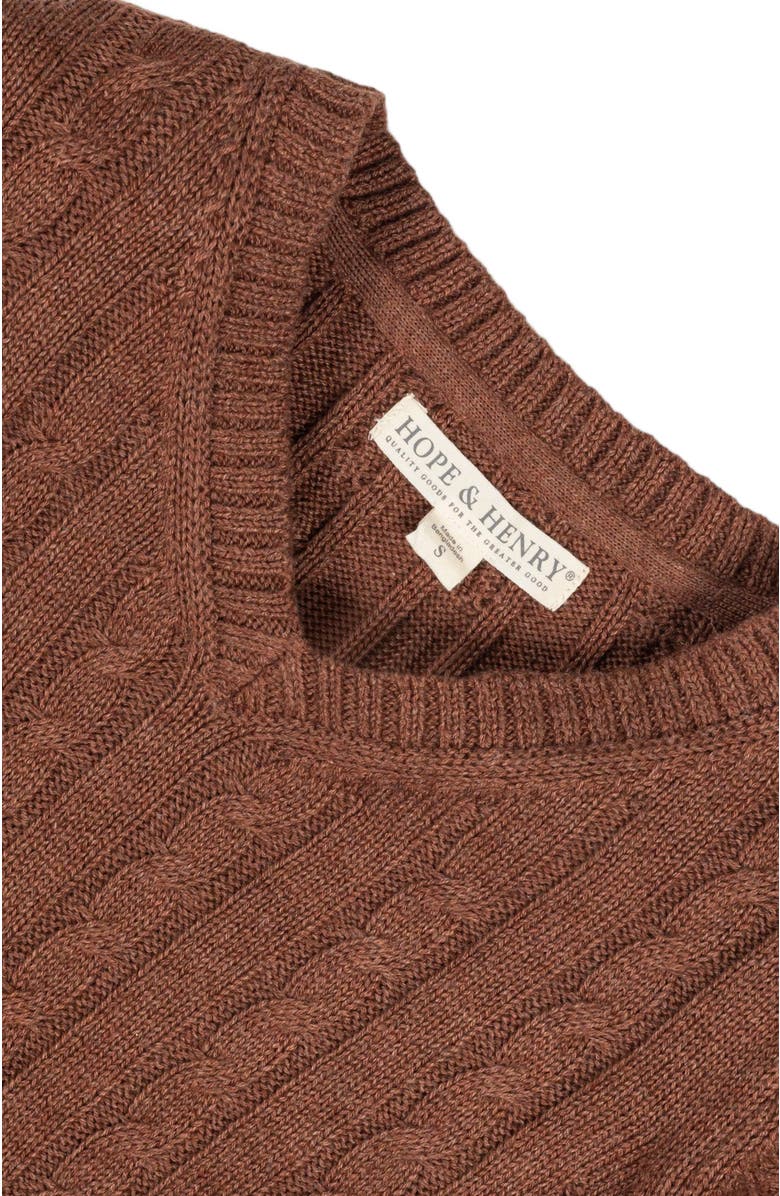 Hope & Henry Baby Boys' Organic Fine Gauge Cable V-Neck Sweater, Infant, Alternate, color, Cinnamon Heather Cable