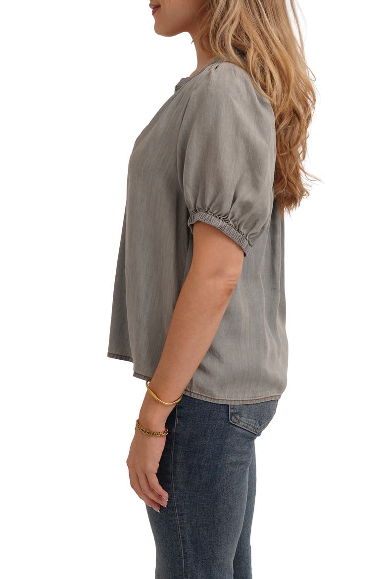 Split Neck Tencel Lyocell Top, Alternate, color, LIGHT GRAY DENIM