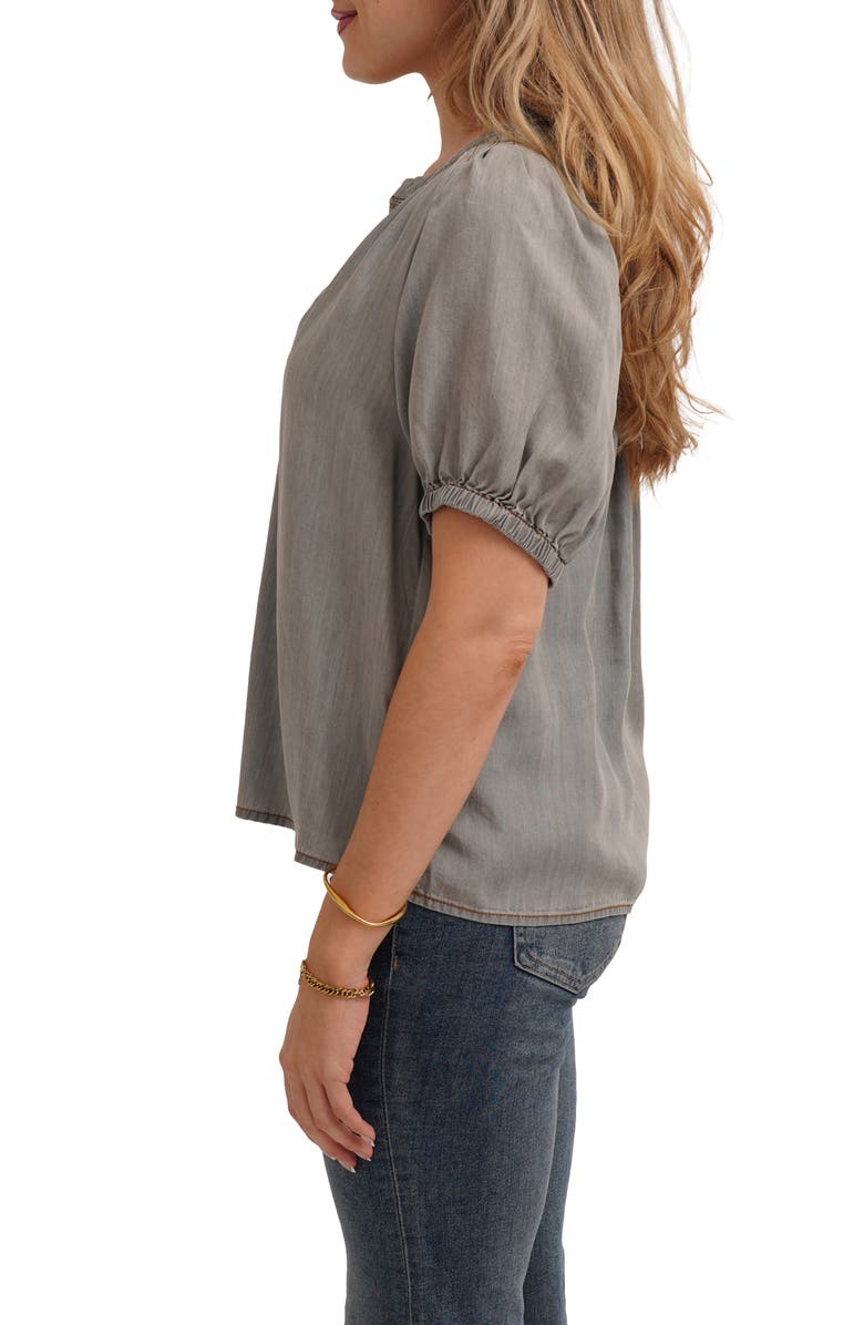 CYRUS Split Neck Tencel Lyocell Top, Alternate, color, Light Gray Denim