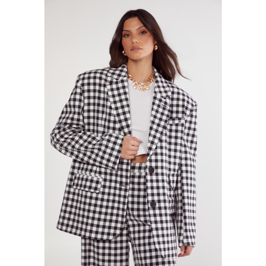 Nasty Gal Gingham Tailored Blazer In Black