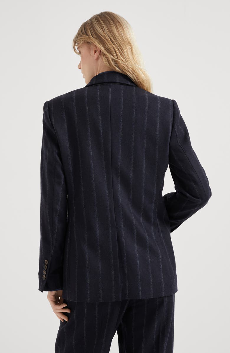 Brunello Cucinelli Techno virgin wool striped flannel blazer with monili, Alternate, color, 