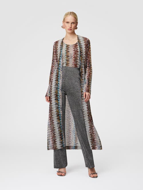 Shop Missoni Long Cardigan In Viscose Blend Zig Zag Lamé In Multicoloured