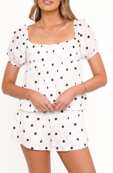 Julia Polka Dot Puff Sleeve Top & Shorts Set