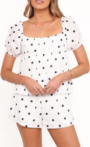 Petal & Pup Julia Polka Dot Puff Sleeve Top & Shorts Set