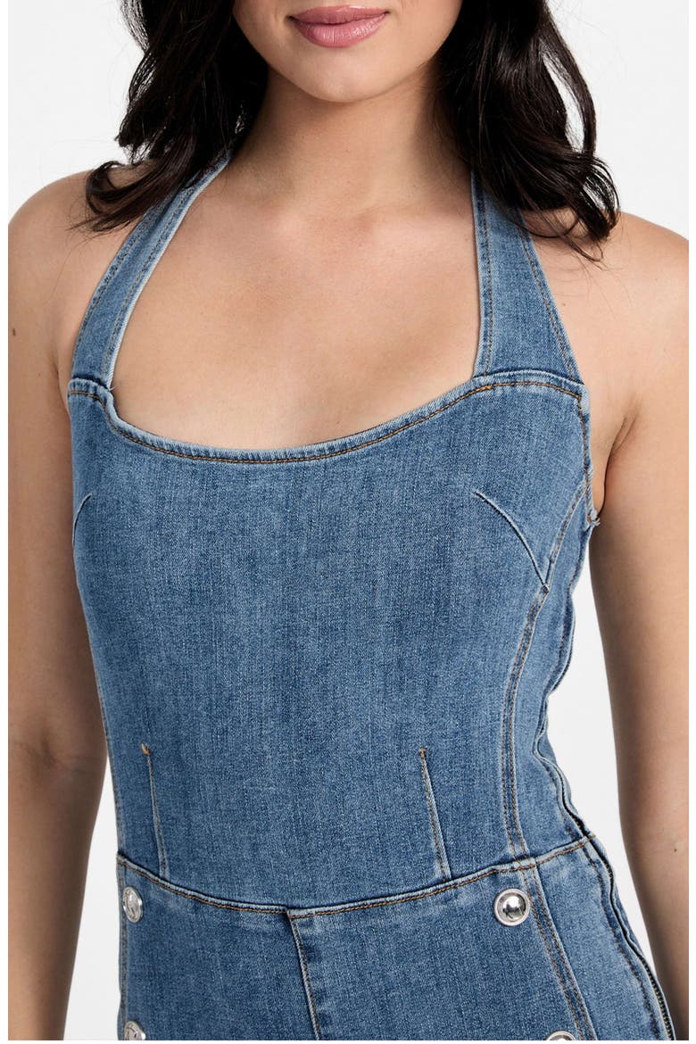 Blair Denim Halter Jumpsuit, Alternate, color, PALM SHADE