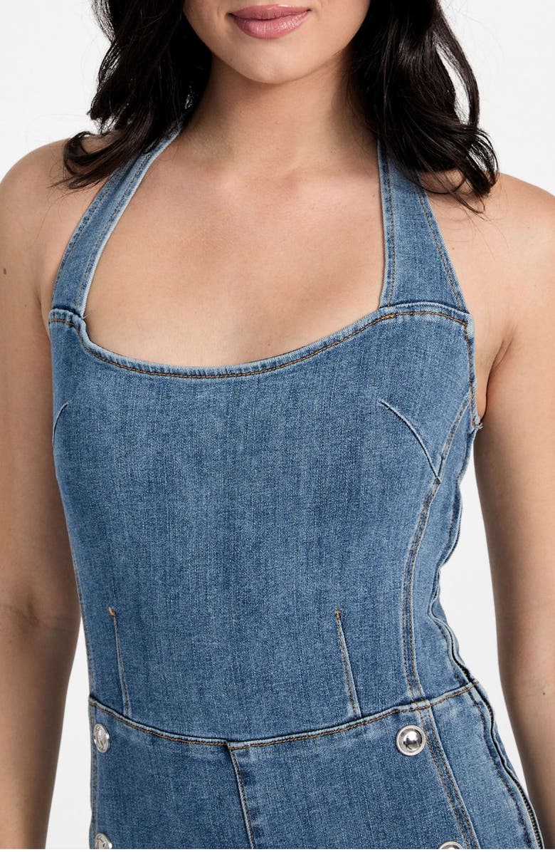 GUESS Blair Denim Halter Jumpsuit, Alternate, color, Palm Shade