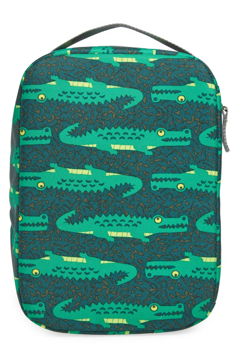 Kids' Print Lunch Box, Alternate, color, DARKEST GREEN GATOR