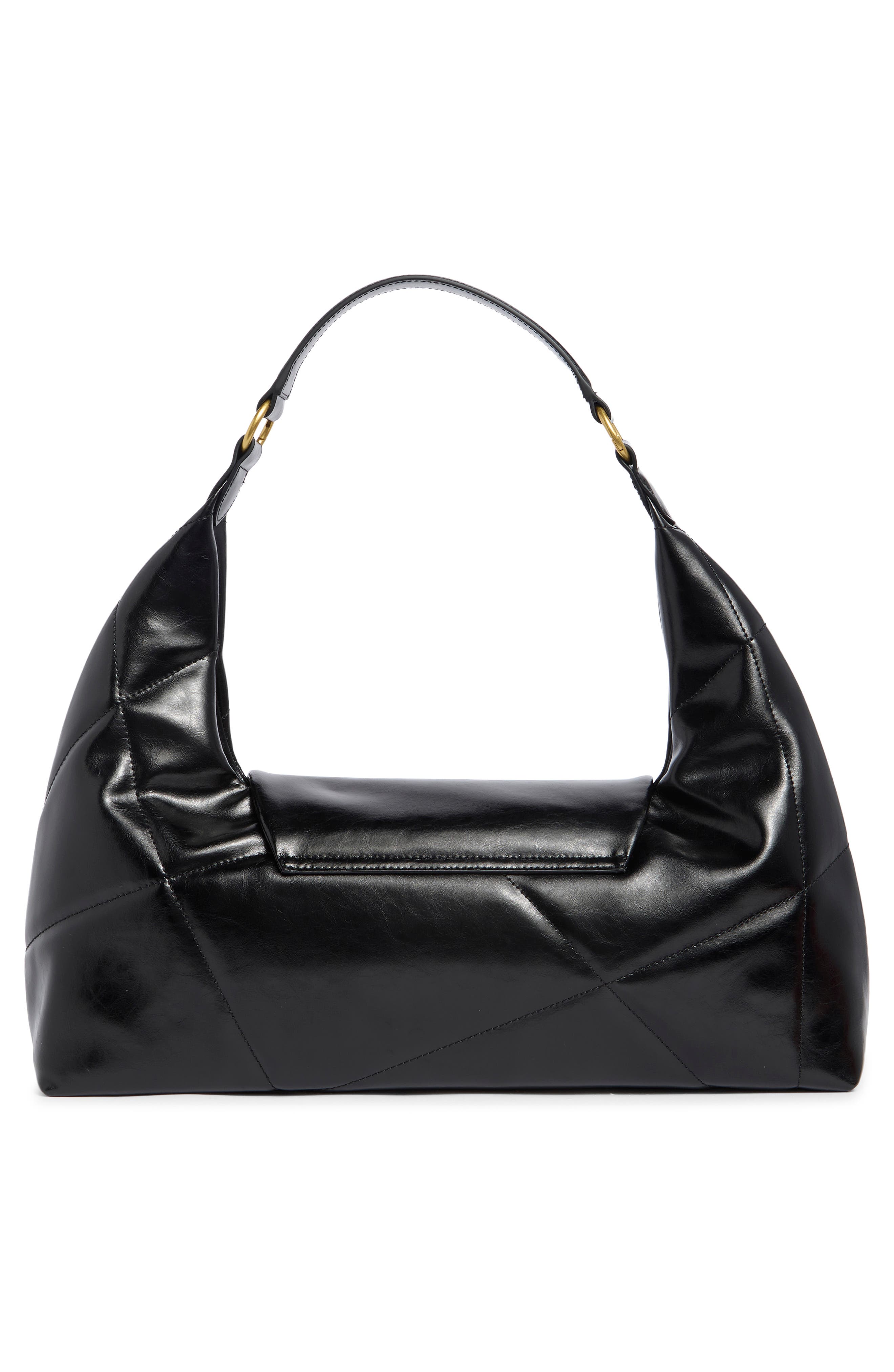 Jitney Patchwork Leather Shoulder Bag, Alternate, color, BLACK