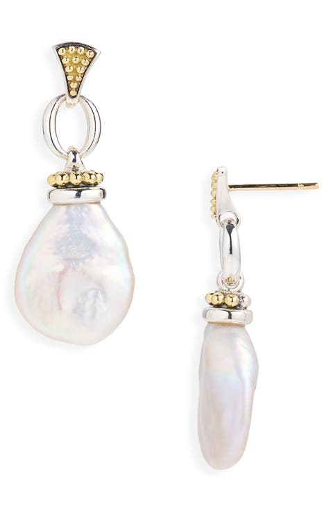 Luna Sterling Silver & 18K Gold Pearl Drop Earrings