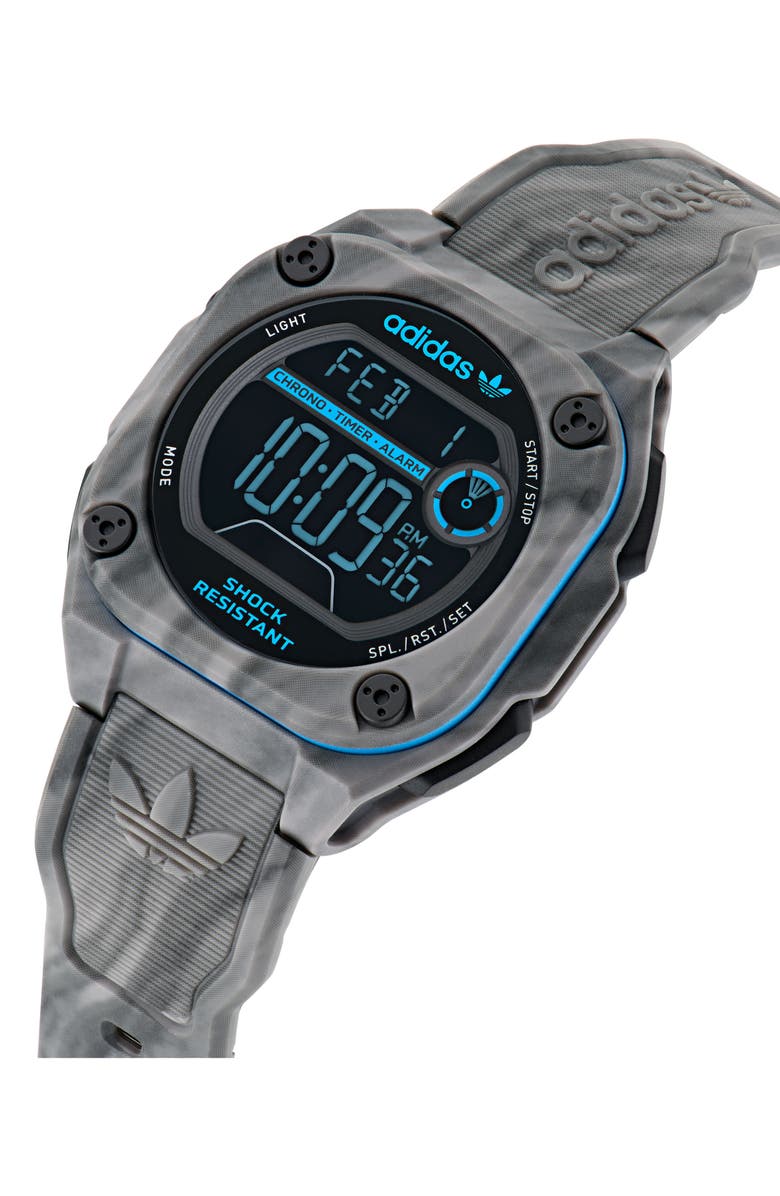 adidas City Tech Two Resin Strap Watch, 45mm, Alternate, color, 