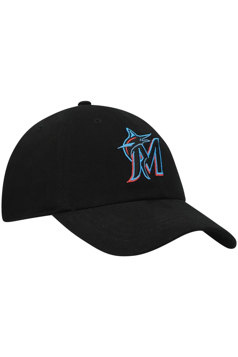 Women's '47 Black Miami Marlins Team Miata Clean Up Adjustable Hat, Alternate, color, Black
