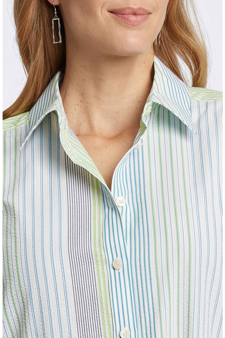 Relaxed Variegated Stripe Seersucker Button-Up Shirt, Alternate, color, BLUE MULTI