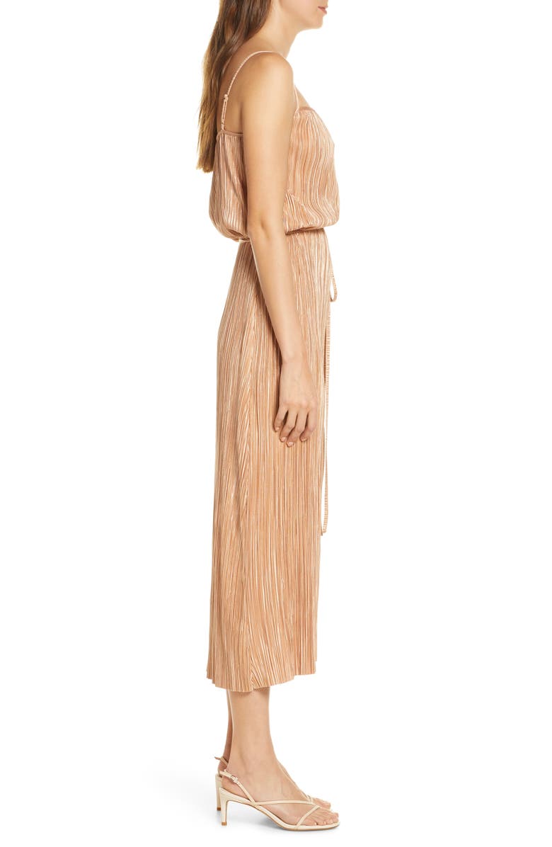 Forest Lily Metallic Plissé Dress, Alternate, color,