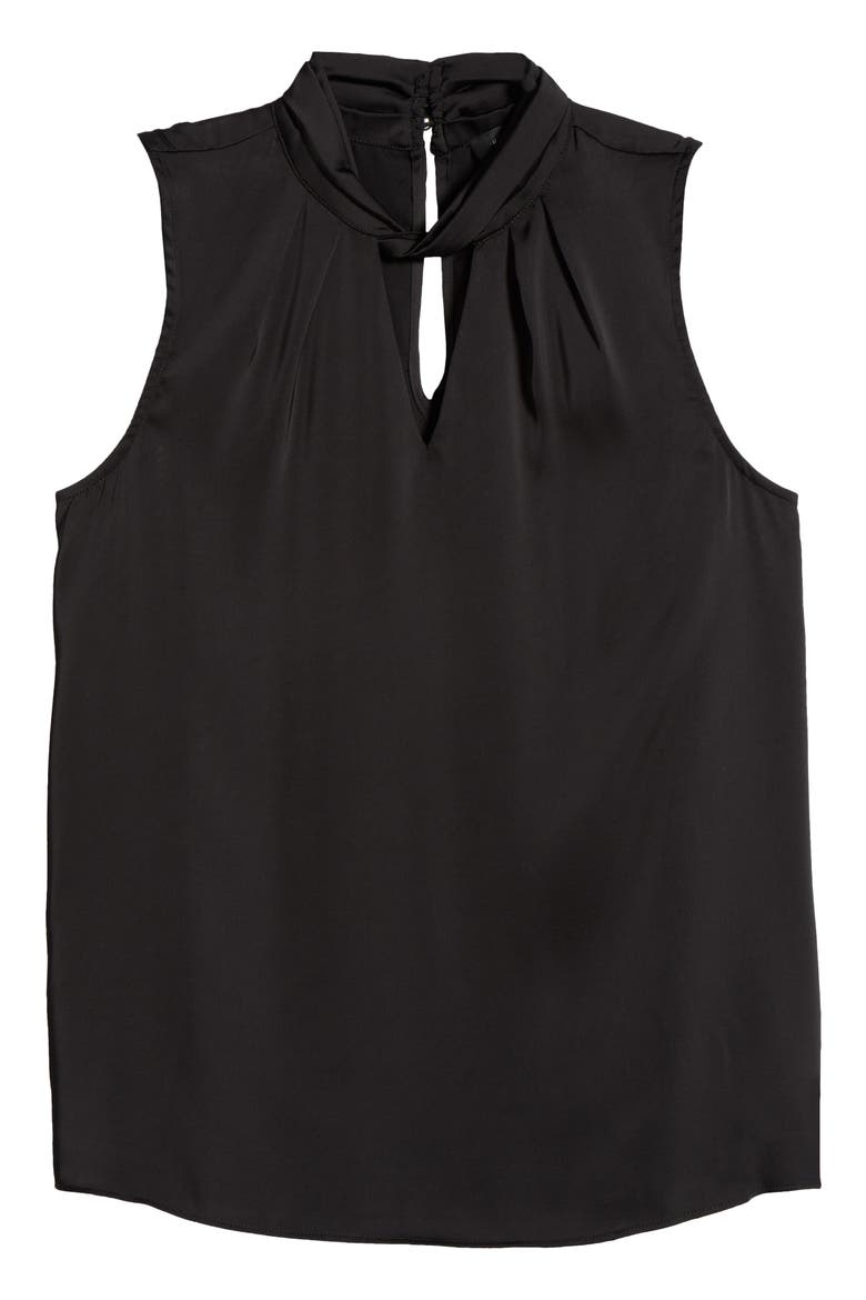 Twist Neck Sleeveless Blouse, Alternate, color, RICH BLACK 060