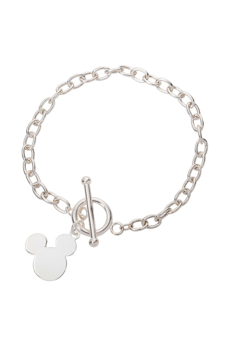 Mickey Mouse Jewelry, Sterling Silver Toggle Bracelet, Main, color, Metallic Silver