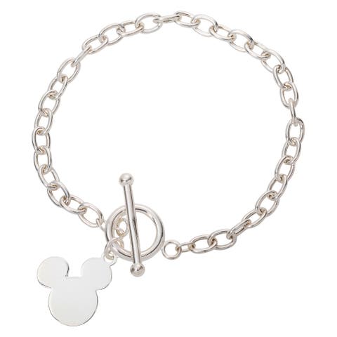 Mickey Mouse Jewelry, Sterling Silver Toggle Bracelet