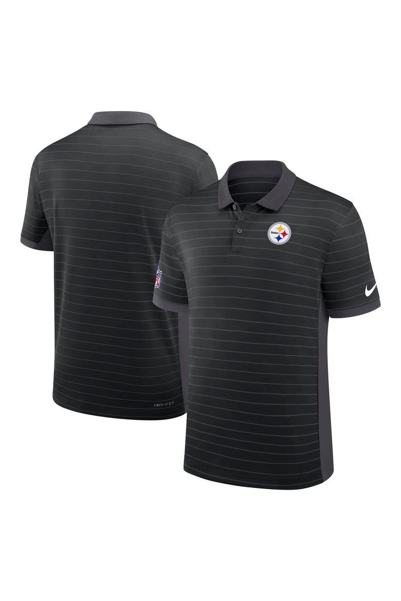 Men's Nike Black Pittsburgh Steelers Sideline Victory Stripe Performance Polo, Alternate, color, Black