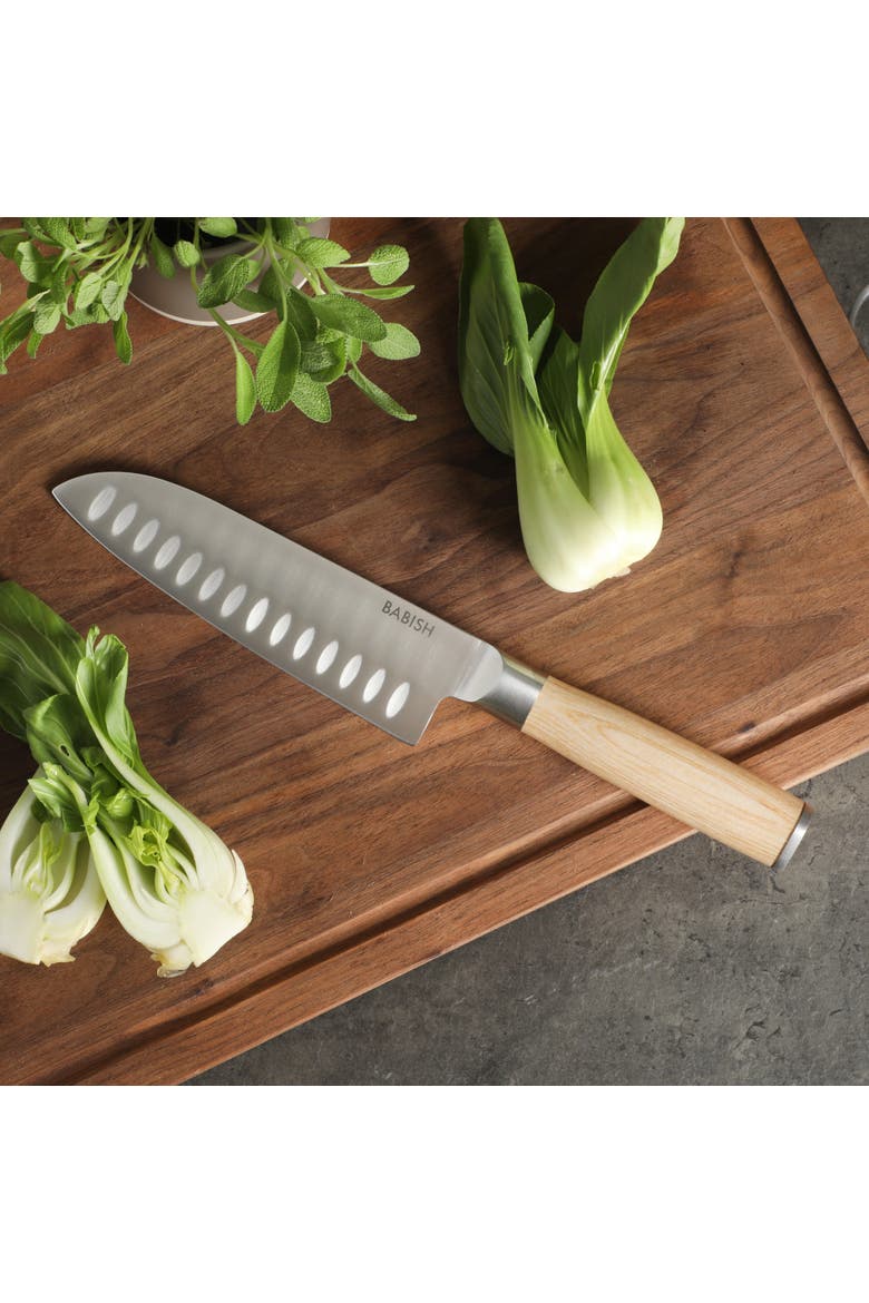 High Carbon German Steel Santoku Knife with Pakka Wood Handle, Alternate, color, Natural