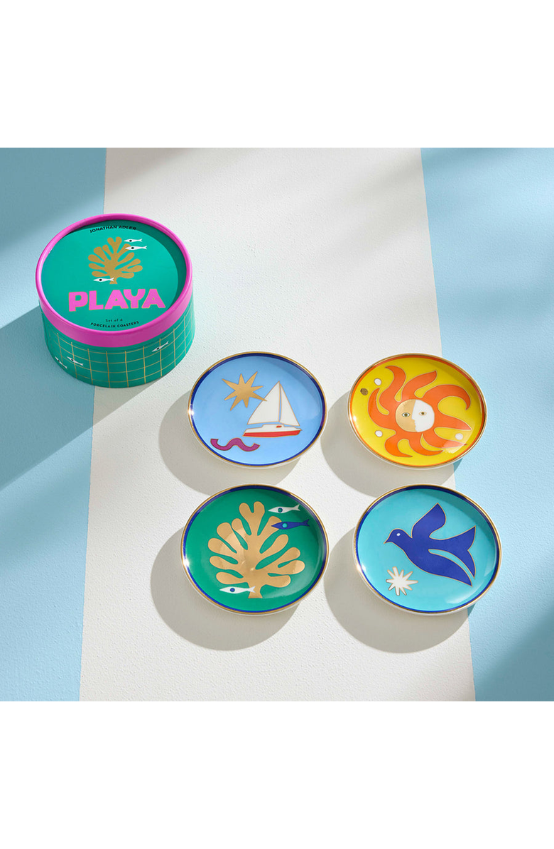 Jonathan Adler Playa Coaster Set, Alternate, color, Blue / Yellow / Green / Orange